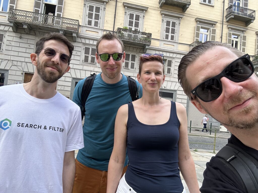 Selfie while out on the streets of Torino - left to right is myself, Maarten, Ine and Patrick
